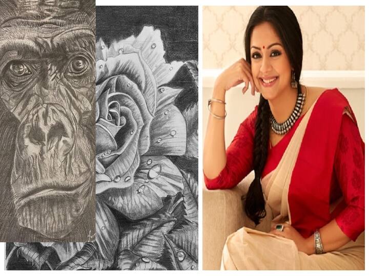 jyothika shared his own drawing on instagram going viral சிவகுமாருக்கு டஃப் கொடுக்கும் ஜோதிகா.. வைரலாகும் இன்ஸ்டா போஸ்ட்..!