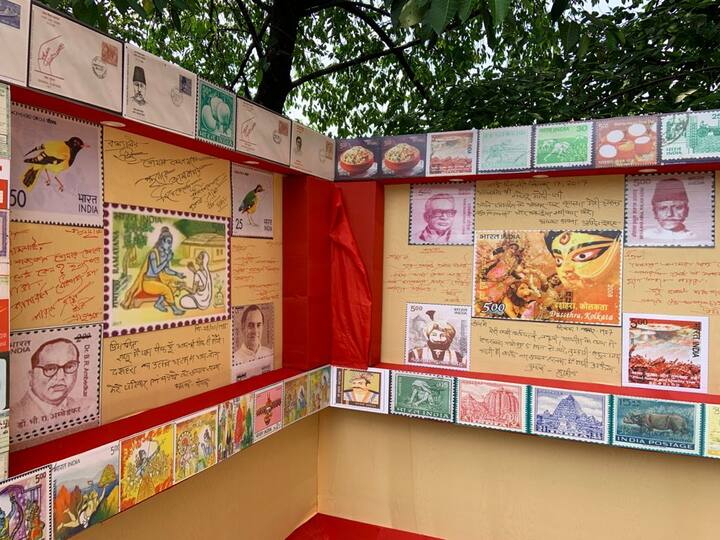 গোটা মণ্ডপ সেজে উঠছে ডাকবাক্সের আদলে।