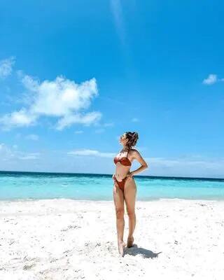 અલાયાએ આ તસવીરો પોતાના ઇન્સ્ટાગ્રામ એકાઉન્ટ પર શેર કરી છે, જેમાં તે બ્રાઉન બિકીની પહેરીને બીચ પર પૉઝ આપતી દેખાઇ રહી છે.