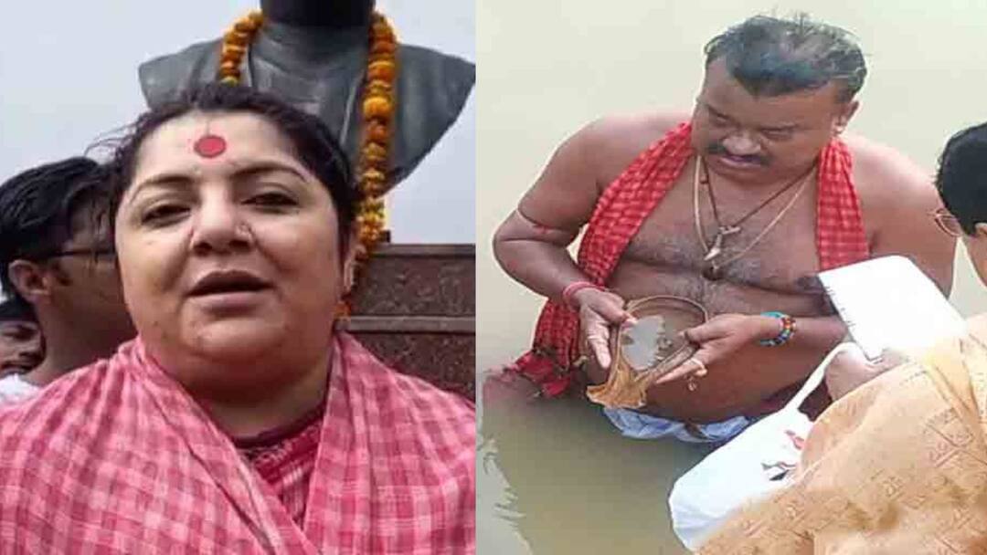 Hooghly BJP Locket Chatterjee Seoraphuli TMC becharam manna tarpan on mahalaya Hooghly: চুঁচুড়ায় তর্পণ লকেটের, শেওড়াফুলিতে তর্পণ সারলেন বেচারাম