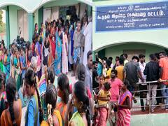 விழுப்புரம் :தொரவி கிராமத்தில் கடைசி நேரத்தில் வாக்களிக்க குவிந்த வாக்காளர்களால் பரபரப்பு