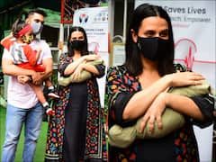 PICS: Neha Dhupia, Angad Bedi Take Their Newborn Baby Boy Home, Spotted At Hospital With Daughter Mehr