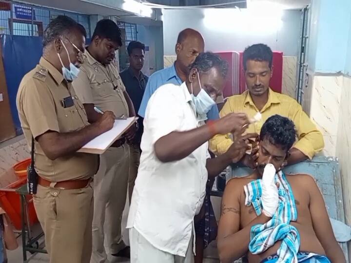 Sirkazhi drunken mob rioted Attack on detained police ரகளையில் ஈடுபட்ட குடிபோதை கும்பல்... தட்டிக்கேட்ட போலீசுக்கு சரமாரி கத்திக்குத்து!