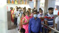 Happy Navratri 2021: Long queue of devotees seen at Mansa Devi temple