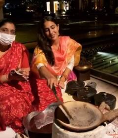 Sara Ali Khan: মন্দিরের সামনে বসে রুটি বানাচ্ছেন সারা আলি খান, নবরাত্রিতে নব রূপে সইফ-কন্যা
