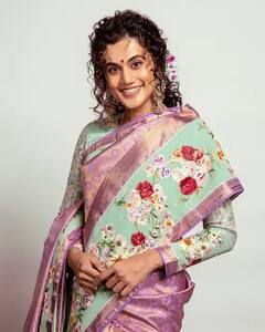 Taapsee Pannu:শাড়ি পরে মার্জার সরণীতে তাপসী পান্নু, নজর কাড়ল হেয়ার স্টাইলও