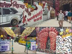 Durga Puja: कोलकाता में दुर्गा पूजा पंडाल में लखीमपुर खीरी की घटना की झलक, दीवारों पर लिखे गए नारे