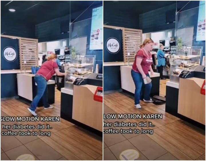 Delay in getting coffee at McDonald woman throws food tray and table in anger Viral Video: McDonald's में कॉफी आने में हुई देरी, महिला ने गुस्से में तोड़फोड़ कर स्टोर का बिगाड़ा नक्शा