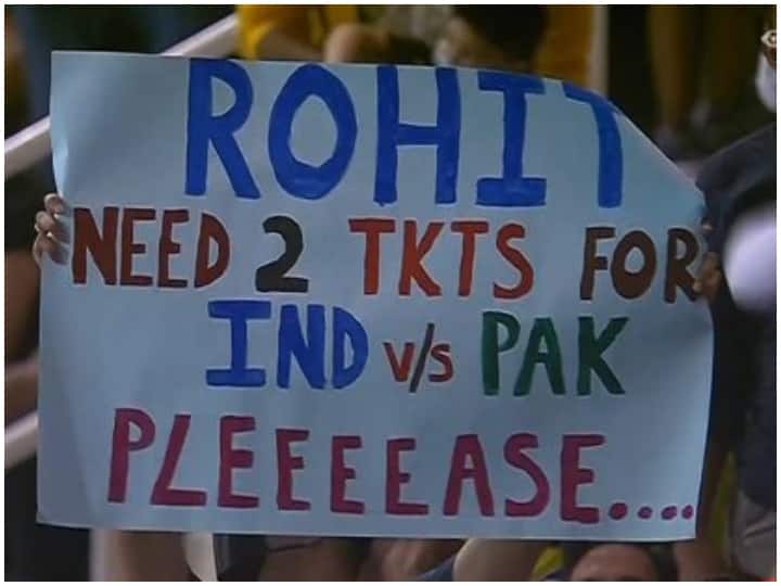 During the match against Hyderabad, the fan asked Rohit Sharma for tickets for the India-Pakistan match. During the match against Hyderabad, the fan asked Rohit Sharma for tickets for the India-Pakistan match.