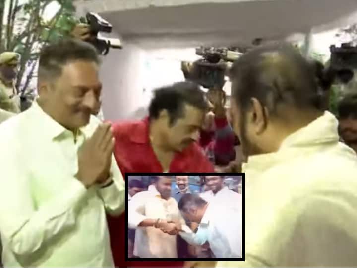 MAA Elections 2021: Manchu Vishnu Hugs Prakash Raj, Pawan Kalyan Cast his Vote MAA Elections 2021: ‘మా’ ఎన్నికలు.. మోహన్ బాబు కాళ్లు మొక్కబోయిన ప్రకాష్ రాజ్, విష్ణుకు హగ్!