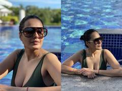 Kamya Punjabi Photos: 42 की उम्र में ब्लैक बिकिनी पहन काम्या पंजाबी ने पूल में दिए पोज, देखिए सिजलिंग अंदाज