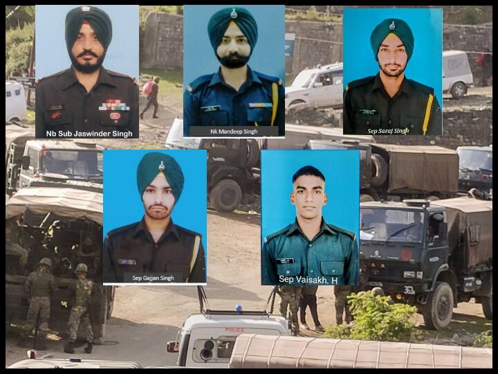 जम्मू कश्मीर में पूंछ के सूरनकोट इलाके में सोमवार को आंतकियों के साथ एनकाउंटर के दौरान एक जूनियर कमीशंड अधिकारी (JCO) समेत पांच जवान शहीद हो गए. आतंकियों की मौजूदगी की जानकारी मिलने के बाद सूरनकोट में डीकेजी के पास एक गांव में तड़के एक अभियान शुरू किया गया.