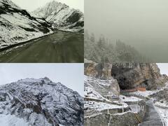 Kashmir Snowfall Photos: कश्मीर में सीजन की पहली बर्फबारी के देखें खूबसूरत नजारे, घाटी में गिरा पारा