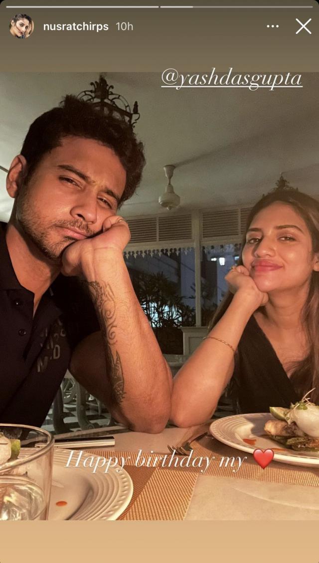 New mom Nusrat Jahan refers to her baby father Yash Dasgupta as 'husband' in birthday pics