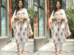 सूती प्रिंट का सूट पहने दिखीं Sara Ali Khan, मैचिंग हरी चूड़ियों पर अटक गया फैंस का दिल