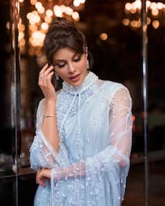 IN PICS | Jacqueline Fernandez Stuns In This Powder Blue Saree