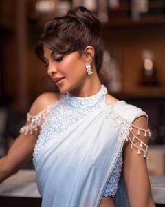 IN PICS | Jacqueline Fernandez Stuns In This Powder Blue Saree