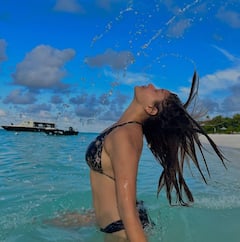 Rubina Dilaik Is A Water Baby In This Black Printed Bikini