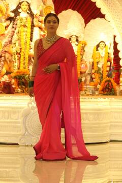 Kajol Looks Resplendent In Pink Saree For Durga Puja Celebration- See Pics