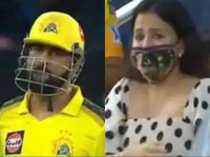 Sakshi Dhoni emotional reaction on MS Dhoni math winning shot goes viral from Indian Premier League 2021 Video: M.S. Dhoni का मैच विनिंग शॉट देख खुशी से झूमी पत्नी Sakshi, आंखों से छलक गए आंसू, कस कर लगा लिया गले