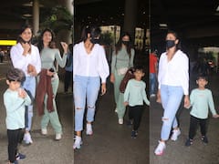 TV’s Yummy Mummy Shweta Tiwari Clicked With Daughter Palak & Son Reyansh As They Return Back From Goa Trip- See Pics