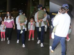 Daddy Goals! Shahid Kapoor Carries Sleeping Son Zain At The Airport, Wife Mira & Daughter Misha Follows- PHOTOS
