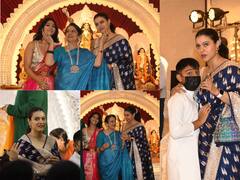 Durga Puja 2021: Kajol With Mom Tanuja, Sister Tanishaa And Son Yug Seek Celebrate Maha Ashtami Together- See Pics