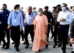PM Modi के दौरे से पहले तैयारियों का जायजा लेने कुशीनगर International Airport पहुंचे CM Yogi Adityanath, देखें तस्वीरें