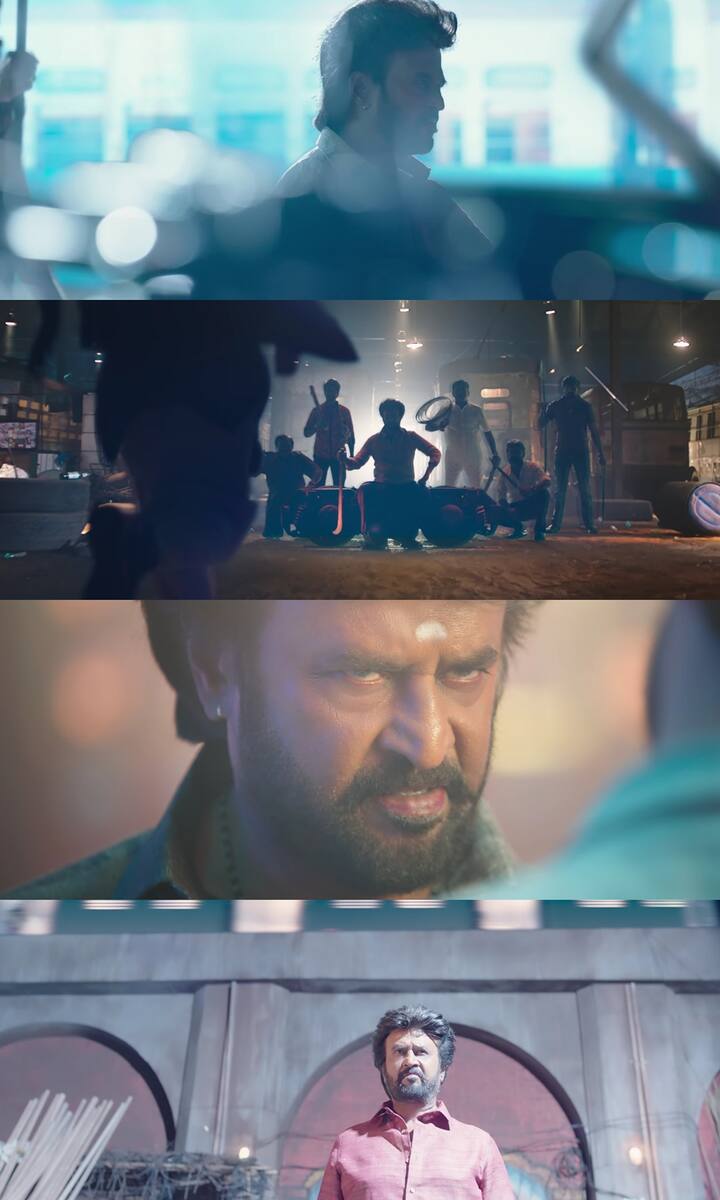 டீசரில் சண்டைக்காட்சிகள் வருகின்றன. அதில் அதிரடி காட்டும் காட்டாறாக ரஜினிகாந்த் இருக்கிறார்