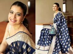 दुर्गा पूजा में नीली साड़ी में बला की खूबसूरत लगीं Kajol, इस डिज़ाइनर साड़ी की कीमत सुन रह जाएंगे दंग