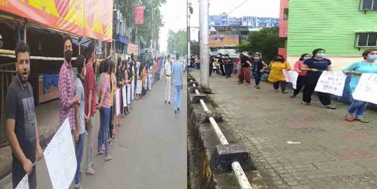 kolkata RG Kar Medical's human chain of agitating students on multiple demands including formation of Student Council Kolkata: স্টুডেন্ট কাউন্সিল গঠন-সহ একাধিক দাবিতে আর জি করের আন্দোলনরত পড়ুয়াদের মানববন্ধন