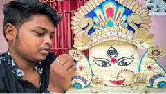 Durga Idol: ఐసు పుల్లలతో దుర్గామాత ఐడల్... 275 ఐసు పుల్లలు... ఆరు రోజుల సమయం