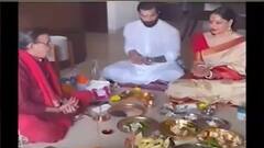 Karan Singh Grover and Bipasha Basu performing Navratri pooja
