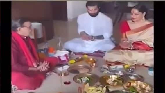 Karan Singh Grover and Bipasha Basu performing Navratri pooja