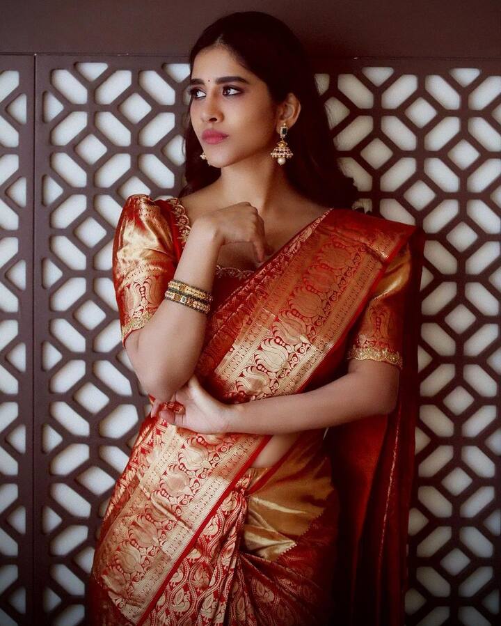 (Image credit: Instagram) మోడ్రన్ డ్రెస్సులె మతి పోగొట్టే నభా, సాంప్రదాయబద్ధమైన చీరలో మాత్రం కళ్లు తిప్పుకోలేనంత అందంగా కనిపిస్తోంది.