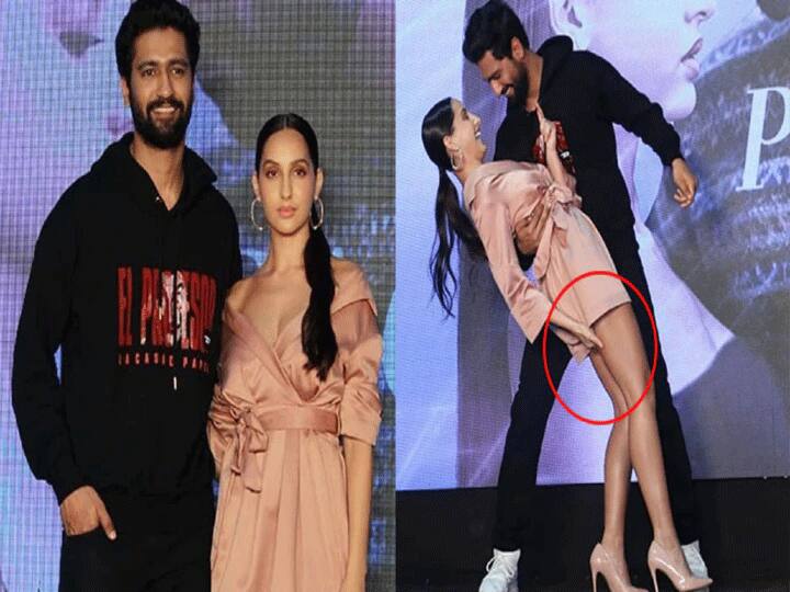 Nora Fatehi Oops Moment: Nora Fatehi Was Dancing With Vicky Kaushal Her oops moment covered in camera Nora Fatehi Oops Moment: नोरा फतेही को बाहों में भरकर Vicky Kaushal कर रहे थे रोमांटिक डांस, तभी दिलबर गर्ल की छोटी ड्रेस ने दे दिया था धोखा