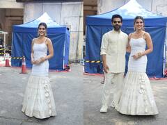 ना स्कर्ट, ना गाउन...Kriti Sanon ने पहनी बेहद अजीब ड्रेस, Hum Do Hamare Do के प्रमोशन के दौरान Rajkummar Rao संग आईं नजर