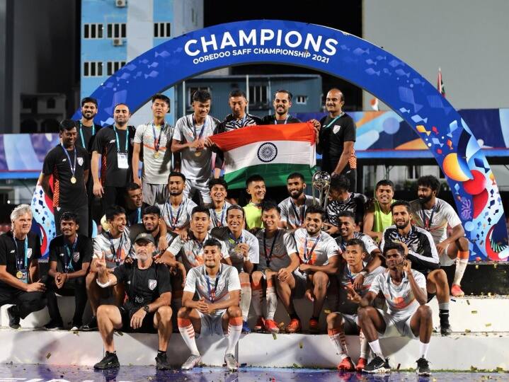 India win SAFF championship, Proud of team and way we got things on track says Sunil Chhetri SAFF Championship जीतने के साथ ही छेत्री ने की Messi के रिकॉर्ड की बराबरी, बोले- टीम पर मुझे बहुत गर्व है