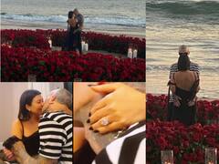 Kourtney Kardashian Engaged To Travis Barker At The Beach, Kim Kardashian Shares Glimpse Of Massive Ring- See Pics