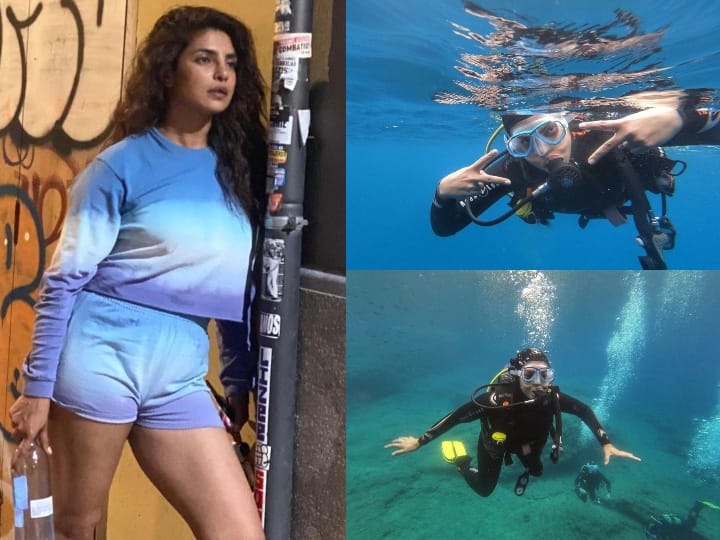 Priyanka Chopra Scuba Diving: देसी गर्ल प्रियंका चोपड़ा (Priyanka Chopra) इन दिनों स्पेन में हैं, जहां वो अपनी वेब सीरीज 'सिटाडेल' (Citadel) की शूटिंग में बिजी हैं. पिछले दिनों वो यहां अपनी मां मधु चोपड़ा (Madhu Chopra) के साथ घूमती नजर आईं थी और अब उन्होंने स्ट्रेस को अलग अंदाज में कम करने की कोशिश की हैं. प्रियंका ने स्पेन के गहरे समुद्र में गोता लगाया और स्कूबा डाइविंग का लुत्फ उठाया.