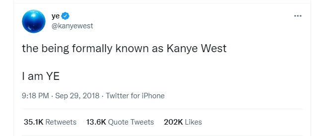 Kanye West has officially changed his name to 'Ye,' with no middle or last name