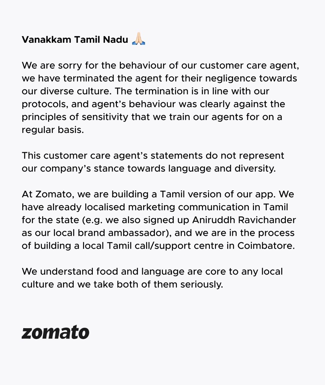 Tamil Nadu: Zomato Customer Care Schools Consumer For Not Knowing Hindi, Faces Backlash