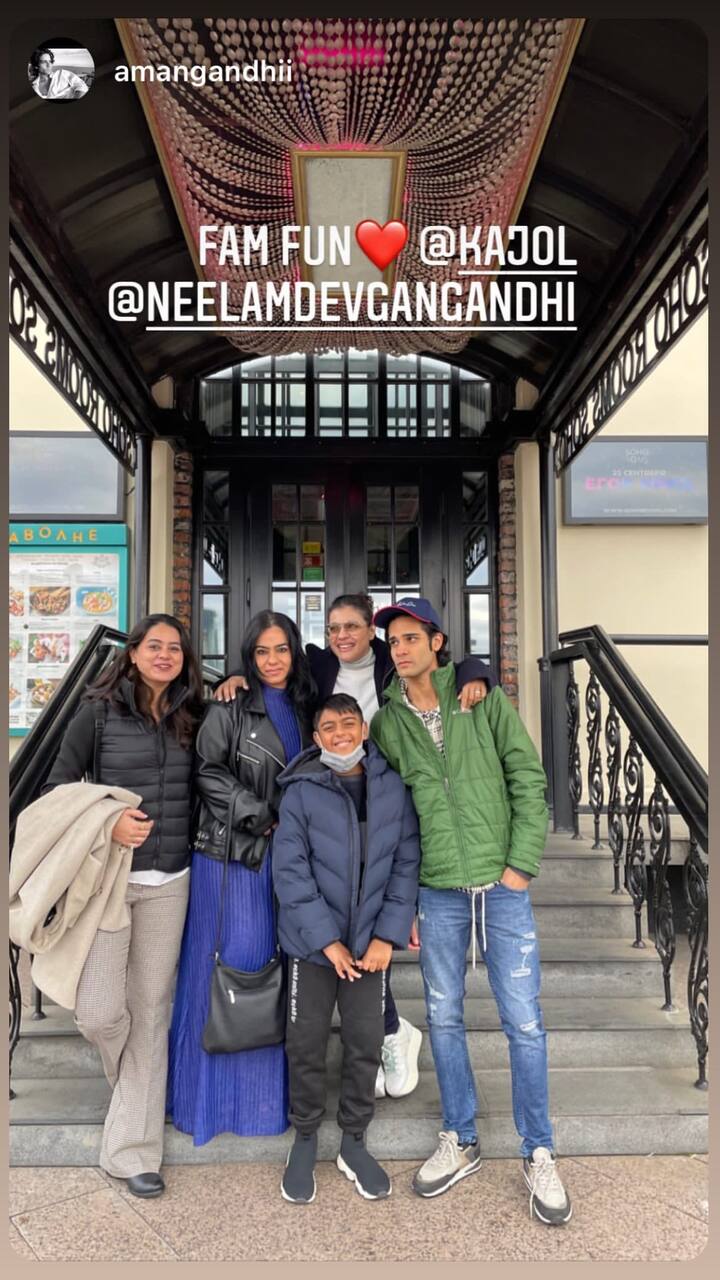 Bollywood actress Kajol is currently busy enjoying a dreamy vacation in Russia with her son Yug Devgan, Ajay Devgn's sister Neelam Devgan Gandhi and other family members. The 'Kuch Kuch Hota Hai' star has finally dropped photos from her fun-filled trip after teasing fans with her small clips on social media.