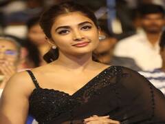 Pooja Hegde pics: தெலுங்கு பட சக்ஸஸ் மீட்டில் பிளாக் சாரியில் ஜொலித்த விஜய் பட நடிகை..!