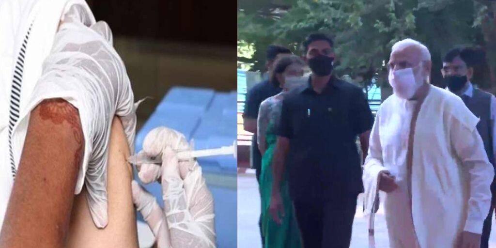 India crosses the figure of more than 100 crore vaccine doses today India Corona Vaccine : ভারত ছুঁয়ে ফেলল ১০০ কোটি ভ্যাকসিনের ডোজ দেওয়ার মাইলস্টোন ! শুভেচ্ছা জানাতে দিল্লির হাসপাতালে মোদি