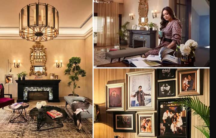 கலை வேலைப்பாடுகளுடன் கூடிய ஷாருக் கானின் வீட்டின் உள்புறம்