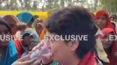 Barabanki जाते वक्त रास्ते में महिलाओं से मिलीं Priyanka, महिलाओं के हाथों से खा रही हैं जलेबी