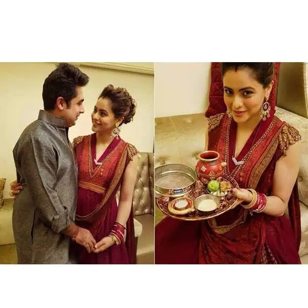 टीवी की पॉपुलर एक्ट्रेस आमना शरीफ अमित कपूर की पत्नी हैं. हर साल वह अपने पति की लंबी उम्र के लिए करवाचौथ का व्रत रखती हैं. वह एक मुस्लिम परिवार से ताल्लुक रखती हैं.  (फोटो: सोशल मीडिया)