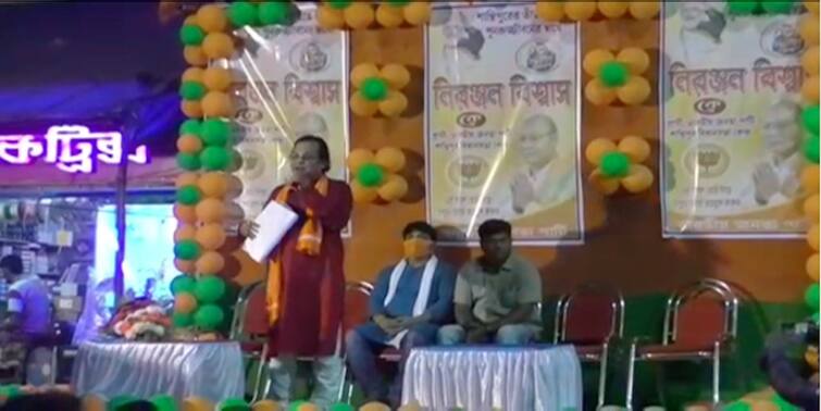 Shantipur By-Election BJP MLA Asim Sarkar campaigns for party candidate by singing Shantipur By-Poll : 