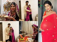 सुष्मिता सेन की भाभी ने प्रेग्नेंसी में भी रखा करवाचौथ का व्रत, बेबी बंप में हैवी ड्रेस और गहनों के साथ की पूजा, पति के साथ भी दिए रोमांटिक पोज